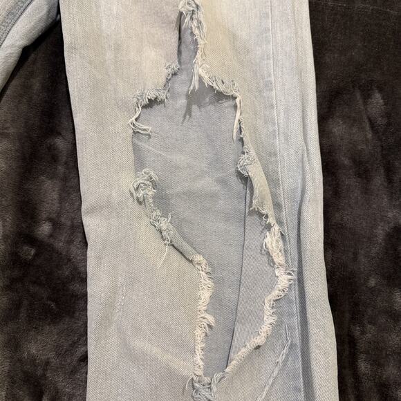 Wild Fable Women's Size 10 Jeans Distressed Light Blue Denim High Rise Straight - Picture 6 of 16